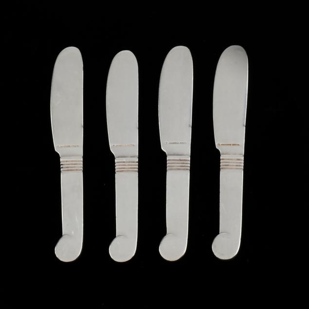 luc-lanel-for-christofle-set-of-four-silver-plated-butter-spreaders