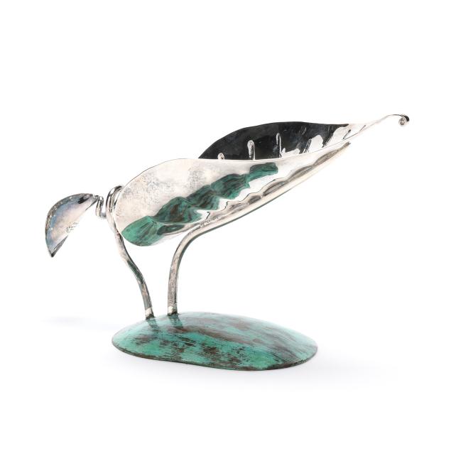 emilia-castillo-mexico-silver-plated-leaf-sculpture