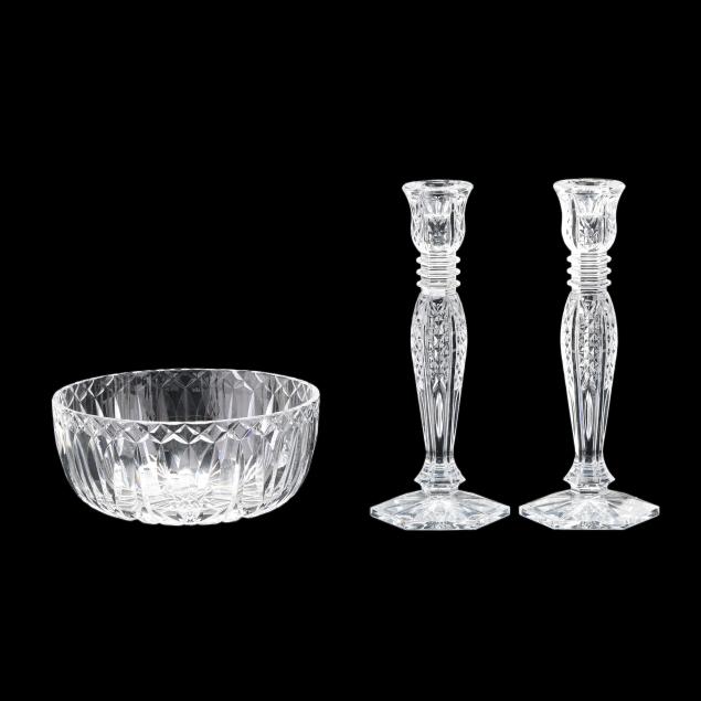 waterford-crystal-bowl-and-i-bethany-i-candlesticks