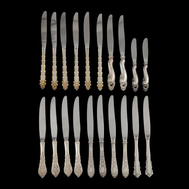 assortment-of-20-ornate-american-sterling-silver-knives