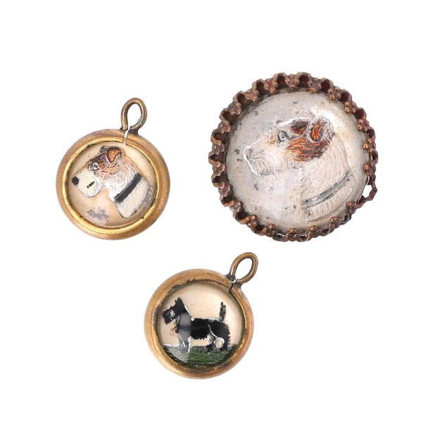 three-vintage-reverse-intaglio-charms-with-canine-and-equestrian-motifs