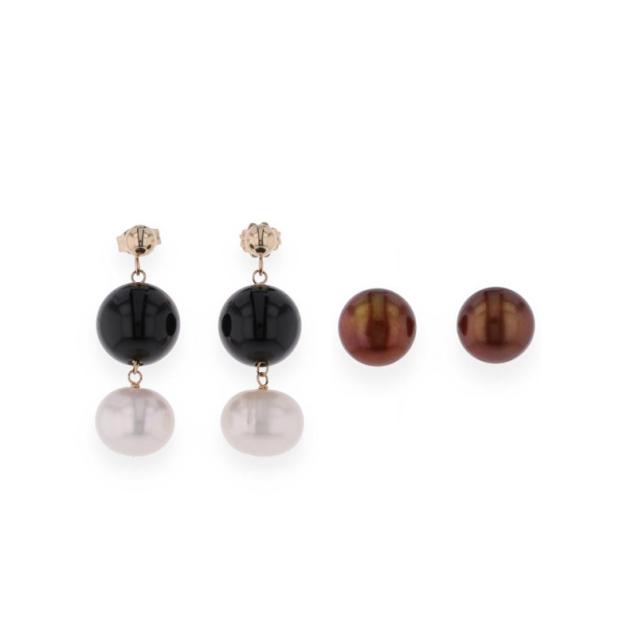 two-pairs-of-gold-and-pearl-earrings