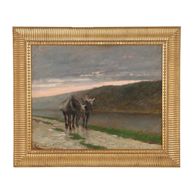 vital-keuller-belgian-1866-1945-two-horses-by-a-canal