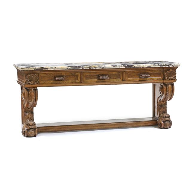 continental-renaissance-revival-carved-circassian-walnut-and-marble-top-sideboard