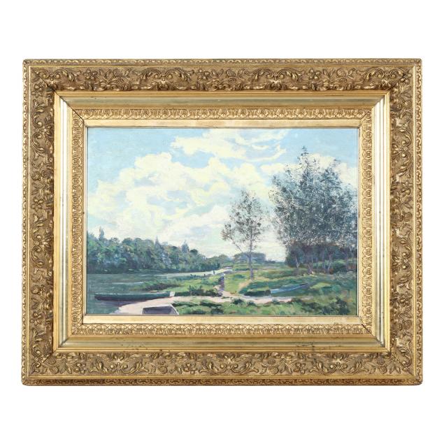 french-school-early-20th-century-landscape-with-figure-along-a-riverbank