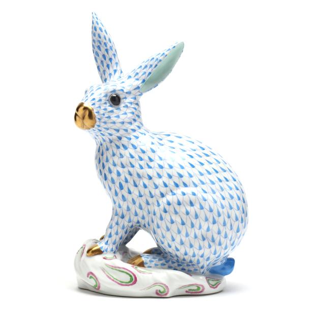 herend-large-blue-fishnet-rabbit