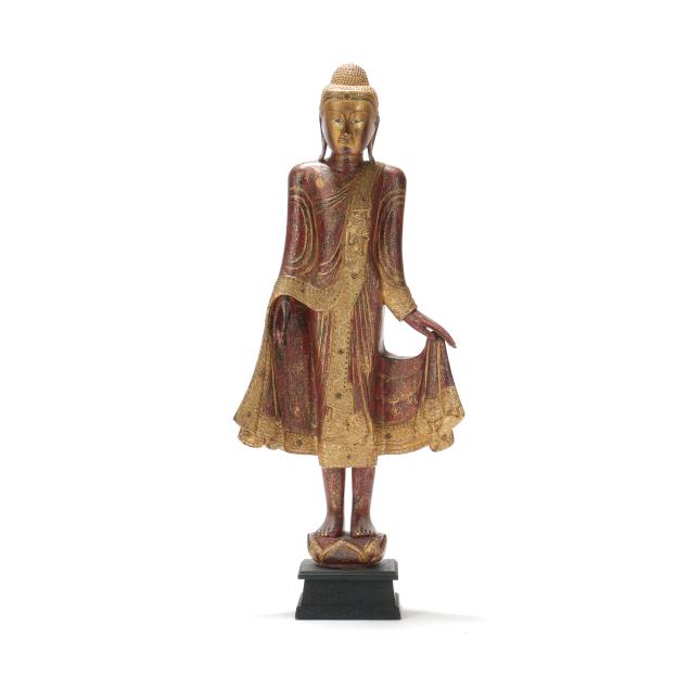 a-large-burmese-gilt-lacquered-wood-figure-of-buddha
