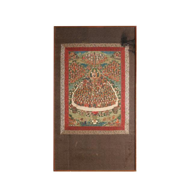 a-tibetan-thangka-painting-of-the-tree-of-refuge-for-gelug-buddhism