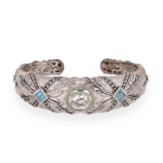 silver-and-gem-set-cuff-bracelet