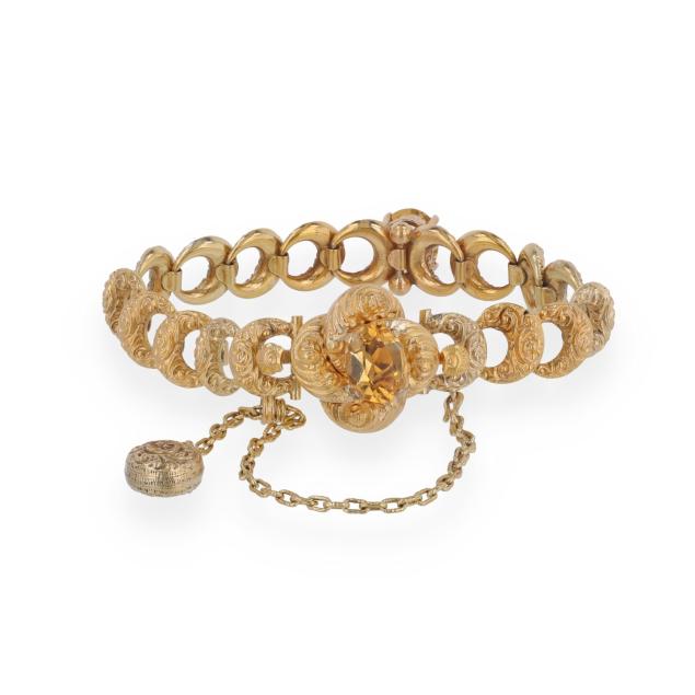 antique-gold-and-citrine-bracelet