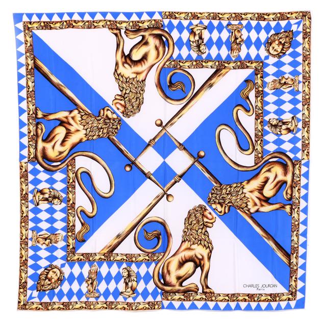 silk-lion-motif-scarf-charles-jourdan