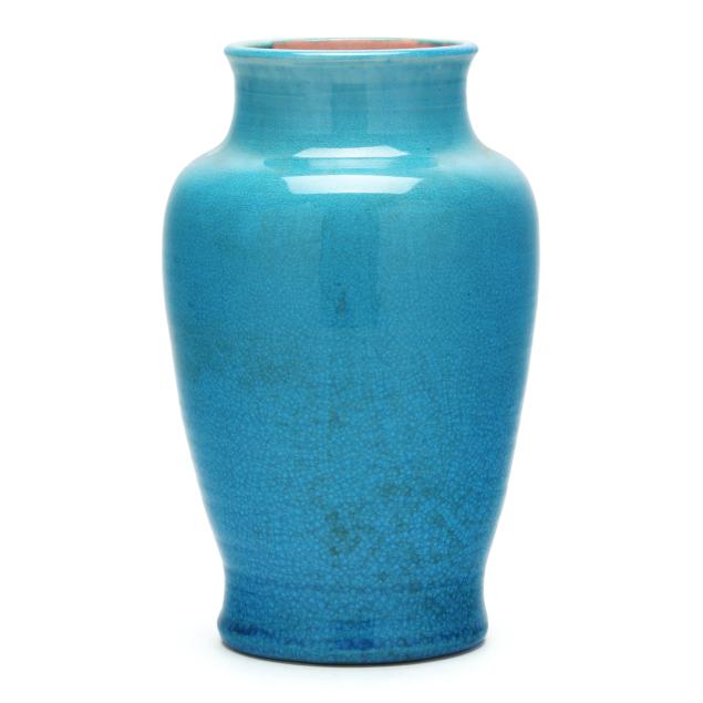 pisgah-forest-pottery-large-blue-crackle-glazed-vase