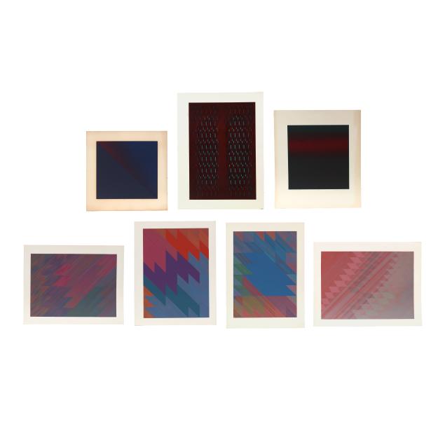 american-school-20th-century-seven-geometric-screenprints