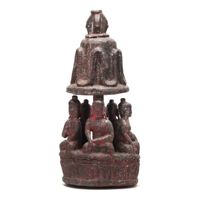 a-large-himalayan-carved-and-lacquered-stupa-figural-group