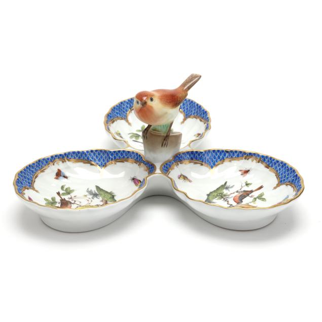 herend-i-rothschild-bird-blue-border-i-three-part-relish-dish