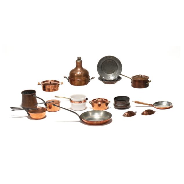 fifteen-pieces-of-antique-and-vintage-copper-cookware