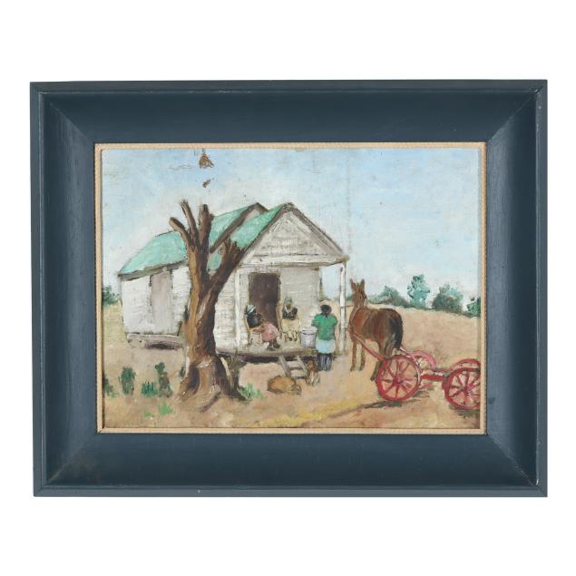 american-school-20th-century-cabin-with-horse-and-figures