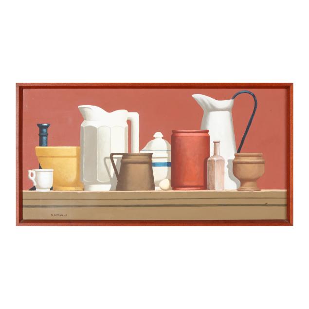 dave-matthews-american-still-life-with-vessels-an-egg-and-a-candlestick