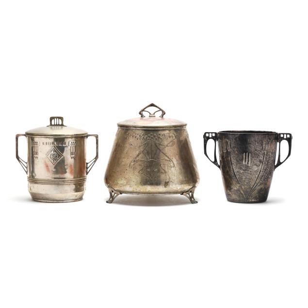 three-jugendstil-style-metal-vessels