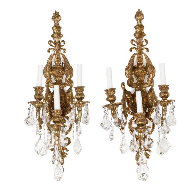 pair-of-neoclassical-style-brass-drop-prism-three-light-sconces