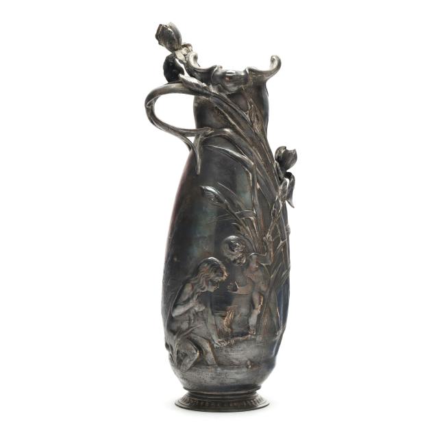 large-art-nouveau-figural-silver-plated-vase