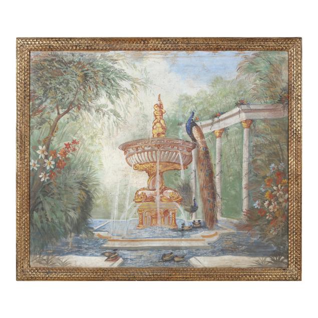 continental-school-early-20th-century-large-garden-scene-with-peacock