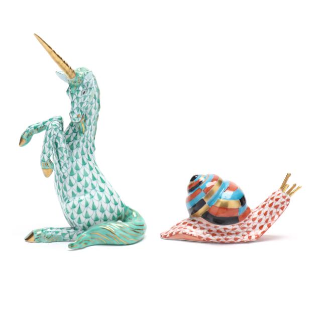 herend-two-small-fishnet-porcelain-animals