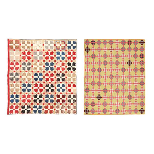 two-antique-handmade-patchwork-quilts