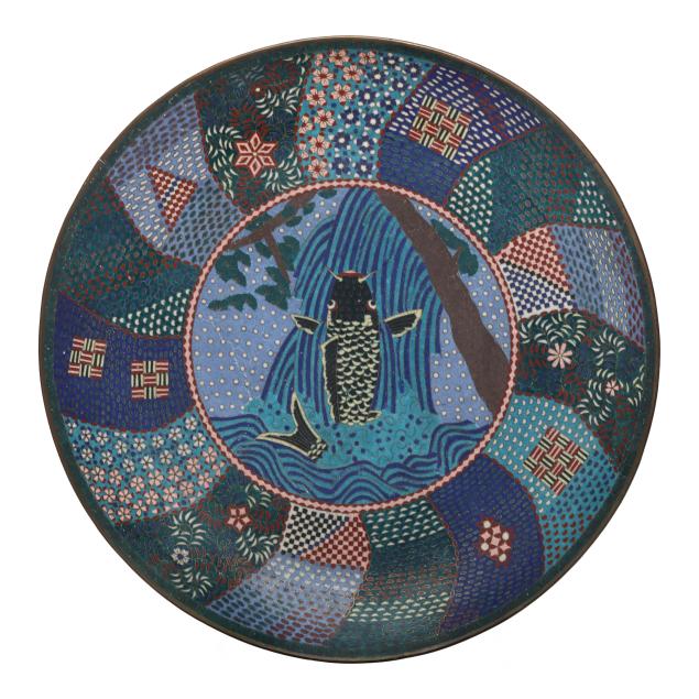 an-early-japanese-cloisonne-charger-with-jumping-carp