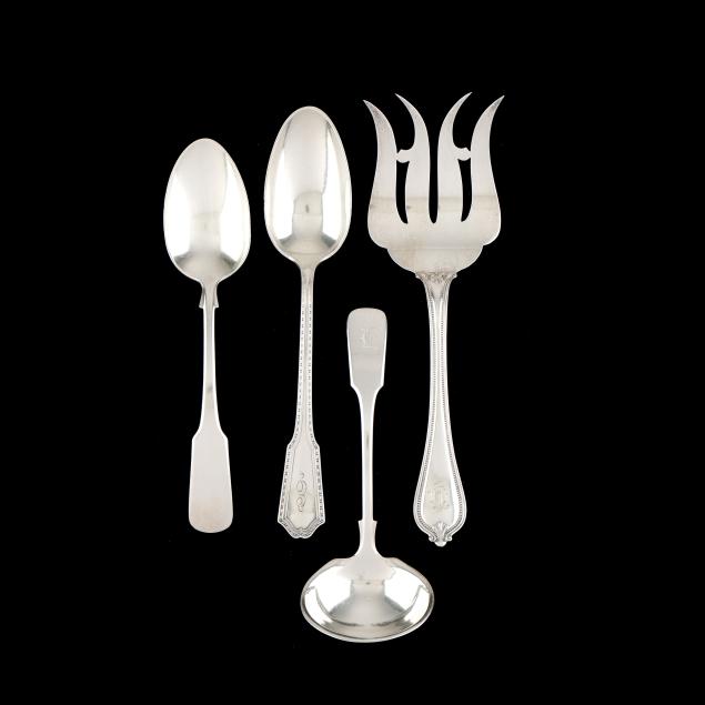 four-american-sterling-silver-flatware-servers