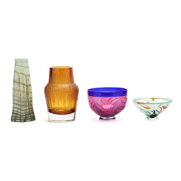 four-pieces-of-modern-art-glass