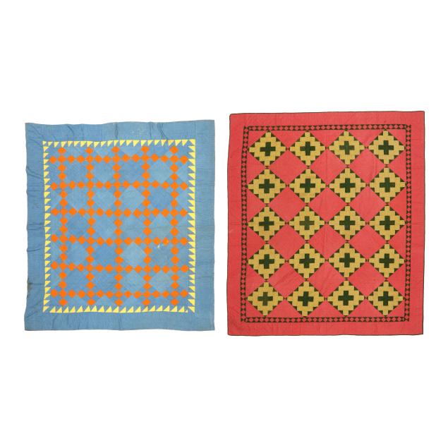 two-vintage-hand-sewn-patchwork-quilts
