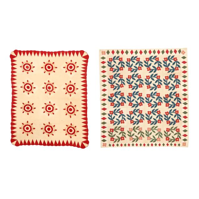 two-antique-hand-sewn-applique-quilts
