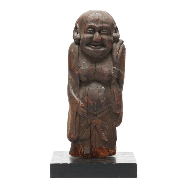 a-large-japanese-carved-wood-sculpture-of-hotei