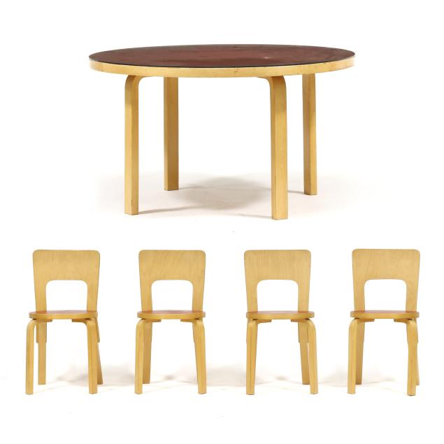 alvar-aalto-finland-1898-1976-vintage-i-91-i-table-and-four-i-66-i-chairs