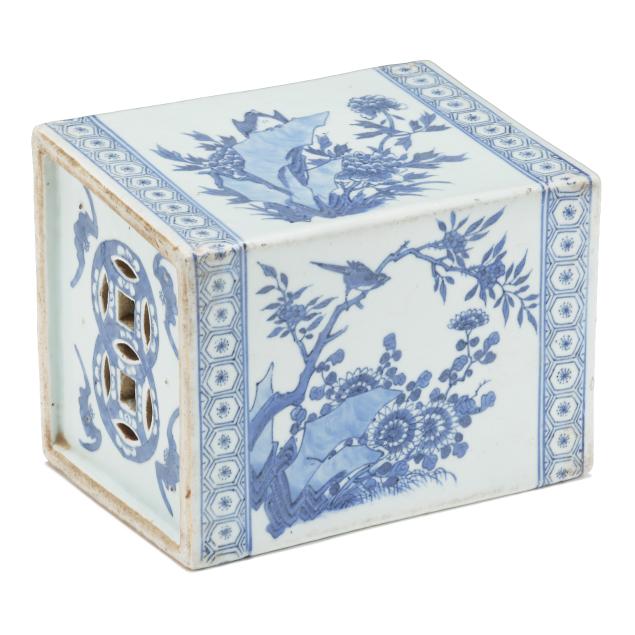 a-chinese-blue-and-white-porcelain-pillow-with-auspicious-flowers