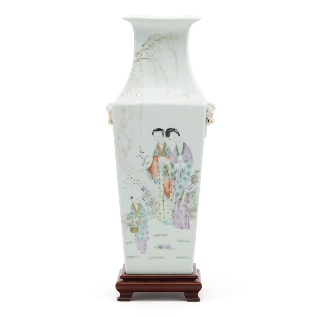 a-very-fine-chinese-square-famille-rose-vase-with-figures-and-inscriptions