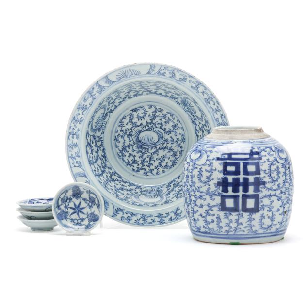 a-group-of-chinese-blue-and-white-peony-scroll-porcelain