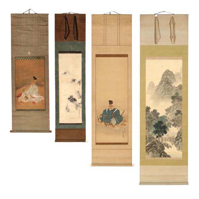 four-japanese-paintings-of-samurai-and-landscapes