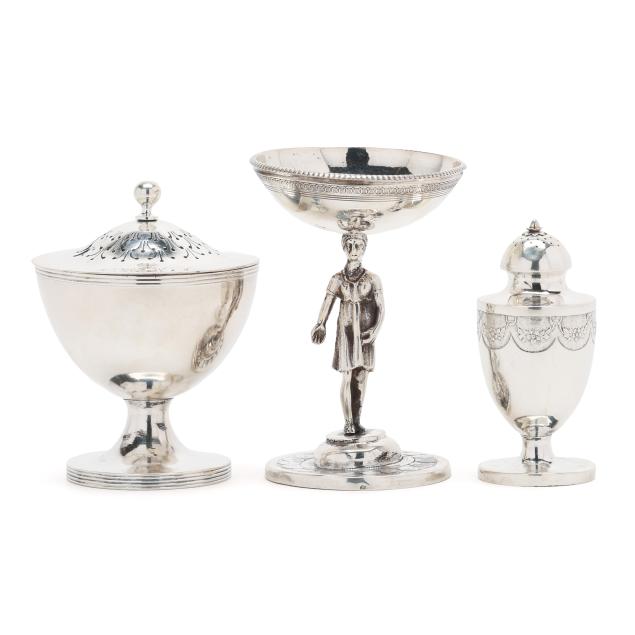antique-austrian-silver-sugar-bowl-figural-compote-and-salt-shaker