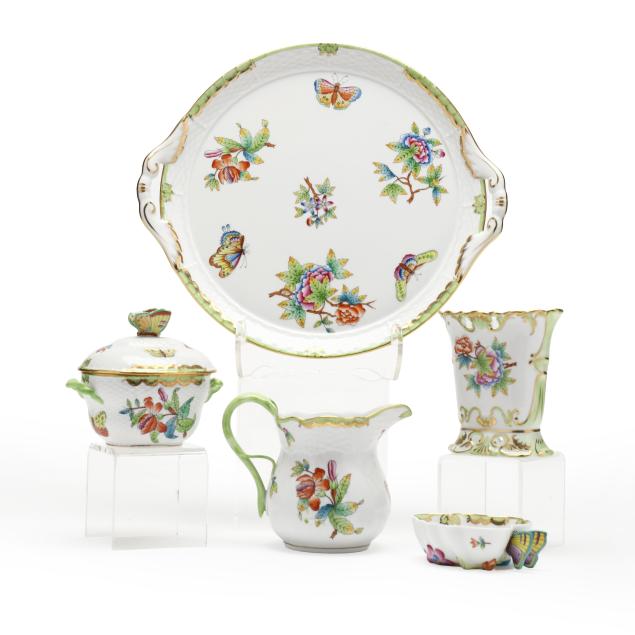five-assorted-herend-i-queen-victoria-i-table-items