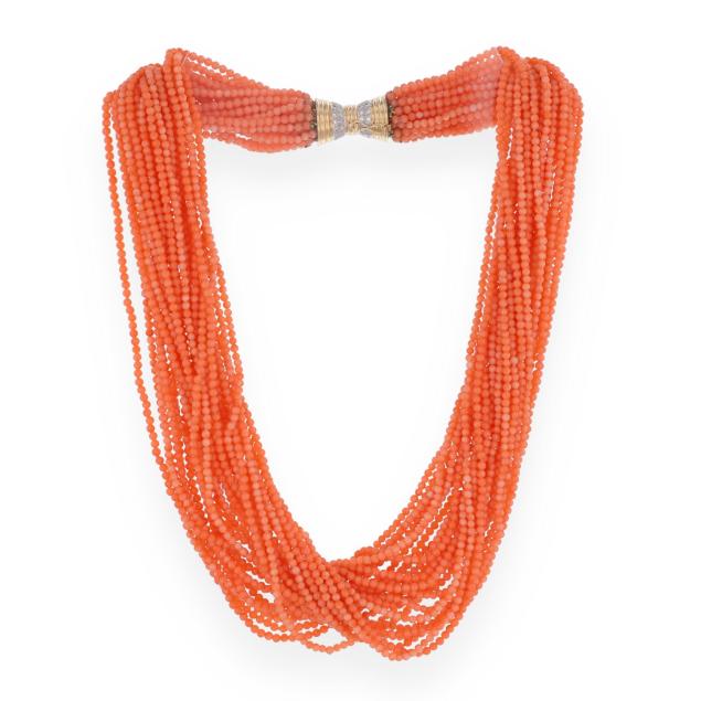 gold-coral-and-diamond-multi-strand-necklace