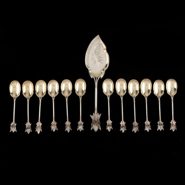 antique-american-sterling-silver-ice-cream-service-for-twelve-with-calla-lily-motif