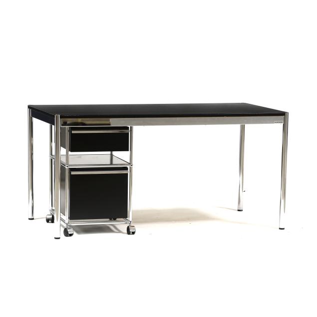 usm-haller-work-table-and-file-pedestal
