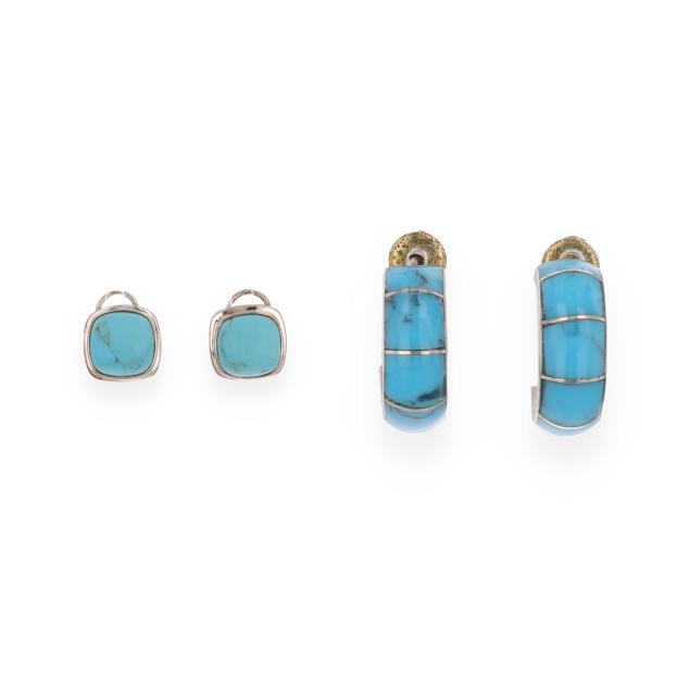 two-pairs-of-silver-and-turquoise-earrings