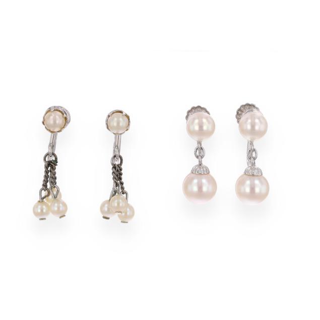 two-pairs-of-pearl-dangle-earrings