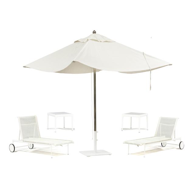 richard-schulz-american-1926-2021-i-1966-i-collection-pair-of-chaise-lounges-side-tables-and-umbrella