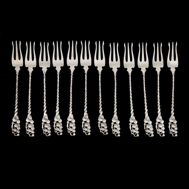 set-of-twelve-whiting-i-lily-of-the-valley-i-twisted-handle-sterling-silver-cocktail-forks