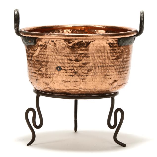 rustic-hammered-copper-kettle-on-stand