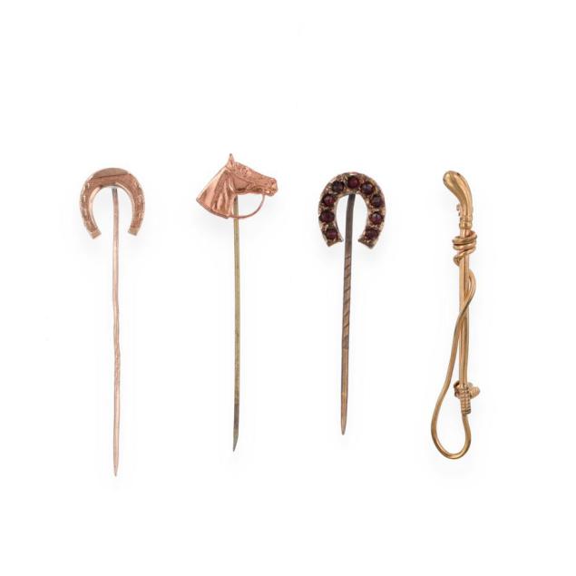 four-vintage-equestrian-motif-stick-pins